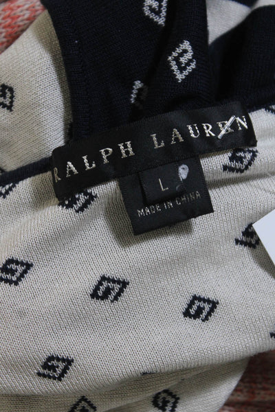 Ralph Lauren Black Label Womens Navy Silk Printed Sleeveless Tank Top Size L