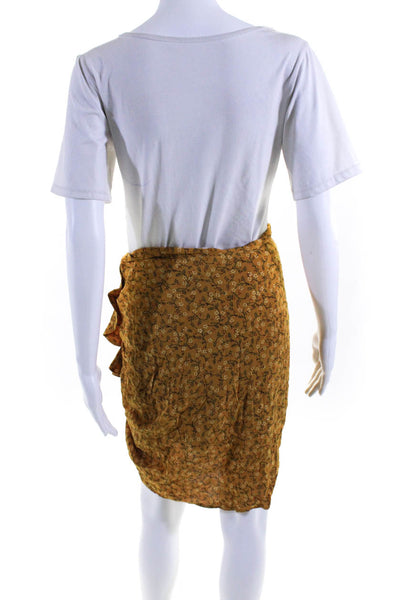 Veronica Beard Womens Front Zip Ruched Floral Pencil Skirt Brown Multi Size 6