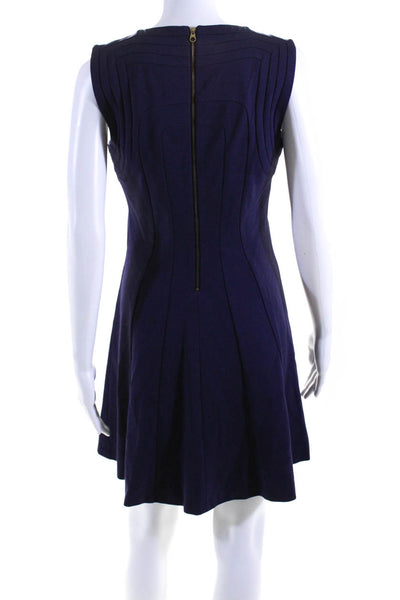 Ted Baker London Womens Back Zip Crew Neck A Line Dress Purple Size 2