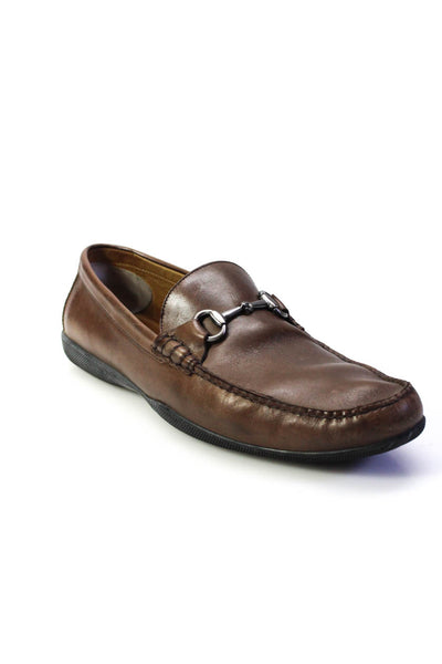 Peter Millar Mens Leather Buckle Slip On Dress Shoes Loafers Brown Size 12