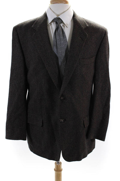 Cricketeer Mens Two Button Blazer Jacket Brown Blue Wool Size 44 Regular