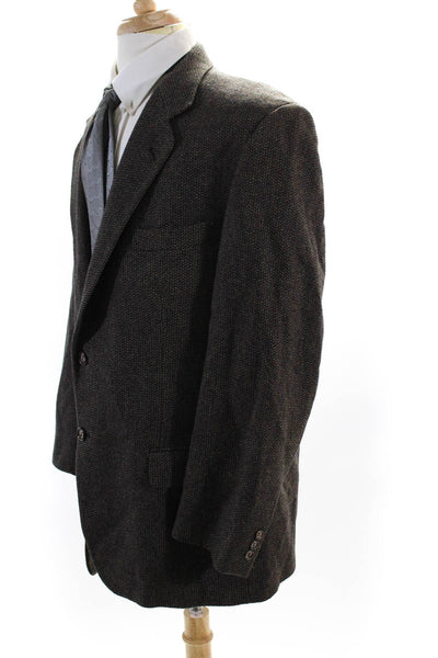 Cricketeer Mens Two Button Blazer Jacket Brown Blue Wool Size 44 Regular