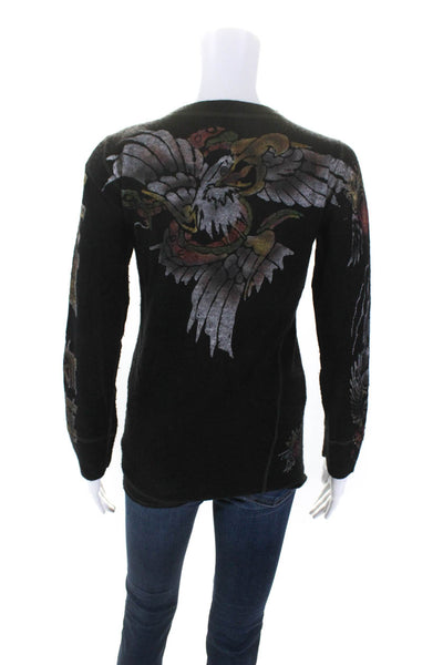 The Great China Wall Womens Crew Neck Tattoo Dagger Sweater Black Size Small