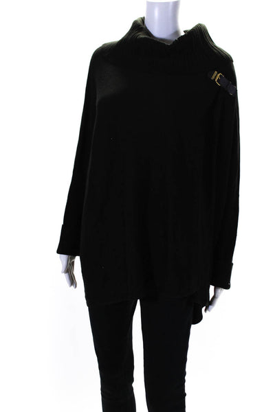 Calvin Klein Womens Turtleneck Dolman Sleeve Poncho Sweater Black Size L/XL