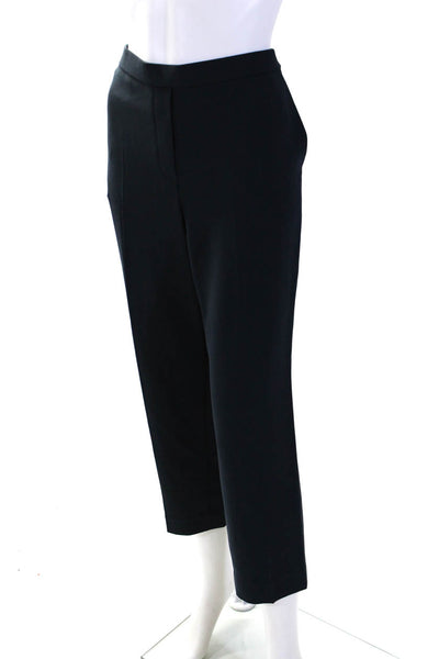 Theory Womens Navy High Rise Pull On Pleated Straight Leg Dress Pants Size 10