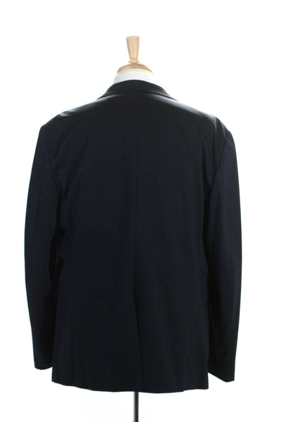 Theory Mens Cotton Notched Collar Button Up Blazer Jacket Navy Blue Size 46 R