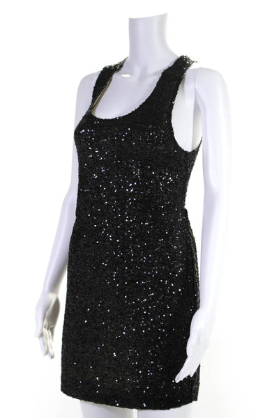 Lovers + Friends Womens Sequined Sleeveless Mini Dress Black Size Medium