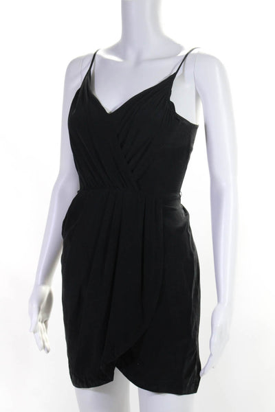 Yumi Kim Womens Silk Spaghetti Strap Sleeveless Tulip Dress Black Size Small