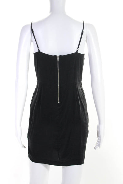 Yumi Kim Womens Silk Spaghetti Strap Sleeveless Tulip Dress Black Size Small