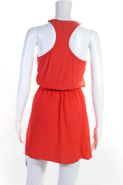 Parker Womens Silk V Neck Sleeveless A Line Dress Red Size Extra Small