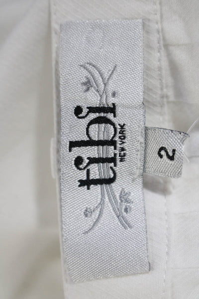 Tibi Womens 3/4 Sleeve Crew Neck Half Button Shirt White Cotton Size 2