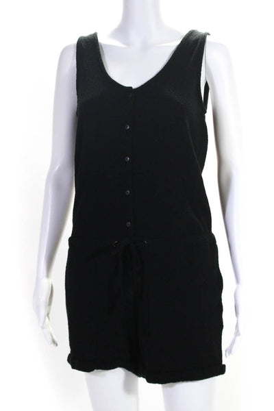 Madewell Womens Button Front Scoop Neck Drawstring Knit Romper Black Size XS