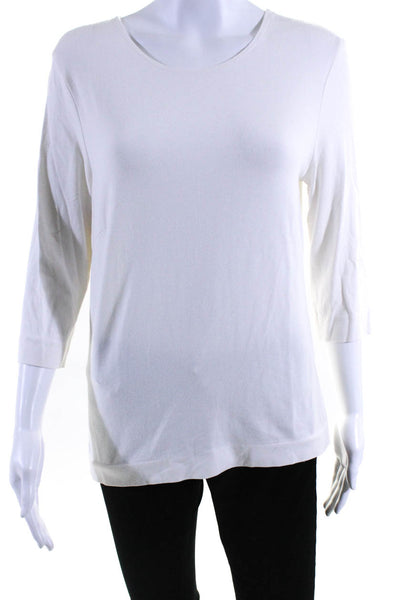 Petrovitch & Robinson Womens 3/4 Sleeve Scoop Neck Shirt White Size FR 42