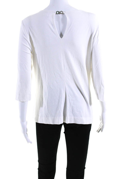 Petrovitch & Robinson Womens 3/4 Sleeve Scoop Neck Shirt White Size FR 42