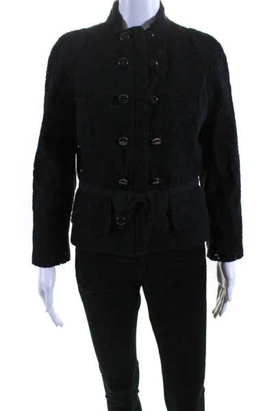 Marc By Marc Jacobs Womens Front Zip Double Breasted Lace Jacket Black Size 8