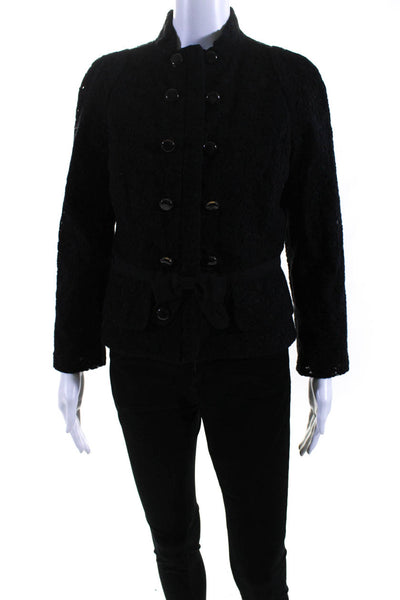 Marc By Marc Jacobs Womens Front Zip Double Breasted Lace Jacket Black Size 8