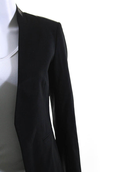 Theory Womens Long Sleeve Open Front Blazer Jacket Black Wool Size 2