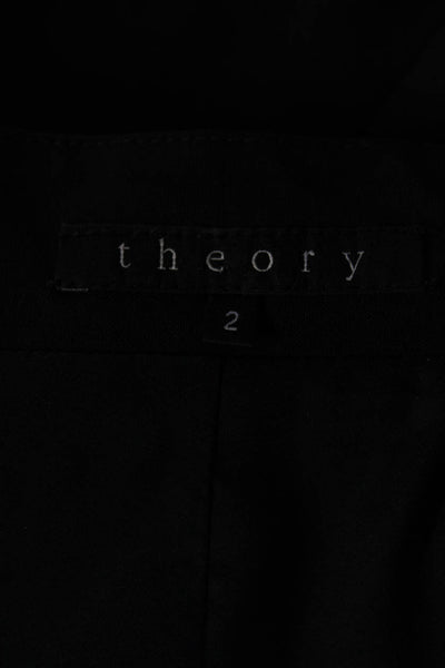 Theory Womens Long Sleeve Open Front Blazer Jacket Black Wool Size 2