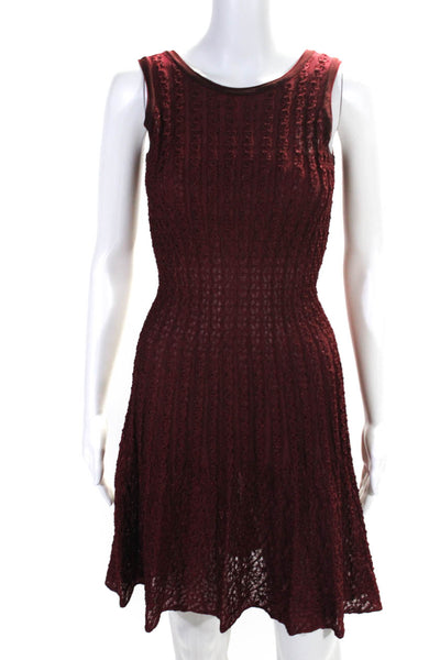 Alaia Womens Red Textured Scoop Neck Sleeveless Shift Dress Size 40
