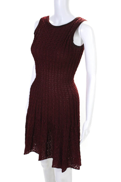 Alaia Womens Red Textured Scoop Neck Sleeveless Shift Dress Size 40