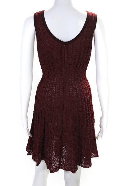 Alaia Womens Red Textured Scoop Neck Sleeveless Shift Dress Size 40