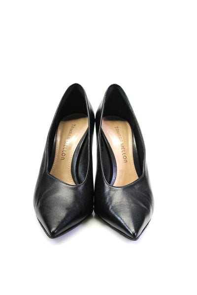 Tamara Mellon Womens Black Leather Pointed Toe Heels Pumps Shoes Size 8