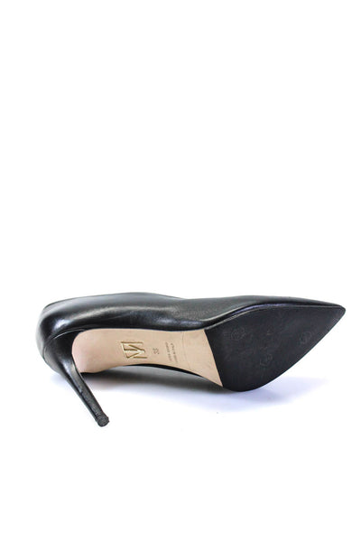 Tamara Mellon Womens Black Leather Pointed Toe Heels Pumps Shoes Size 8