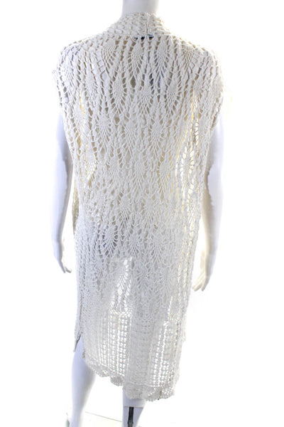 Alice + Olivia Womens Open Front Knit Cover Up Shell White Size Small