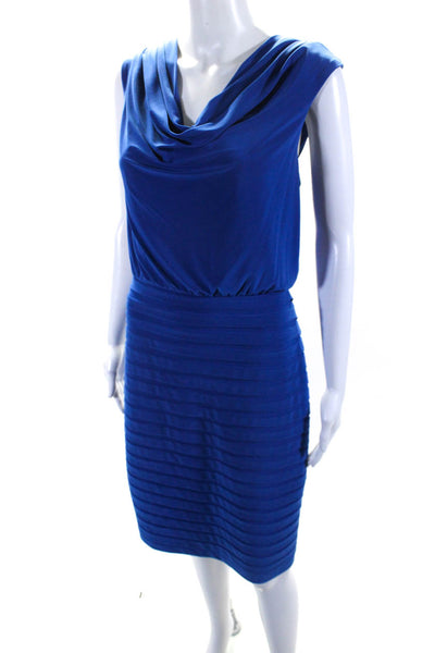 Adrianna Papell Women's Round Neck Sleeveless Bodycon Mini Dress Blue Size 12