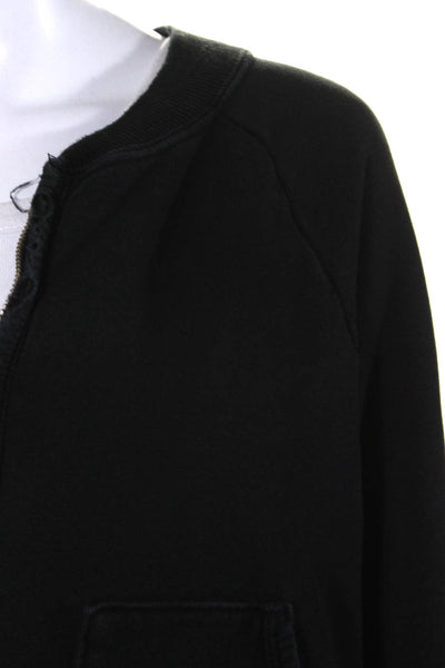 Nili Lotan Womens Long Sleeve Front Zip Knit Light Jacket Black Size Small