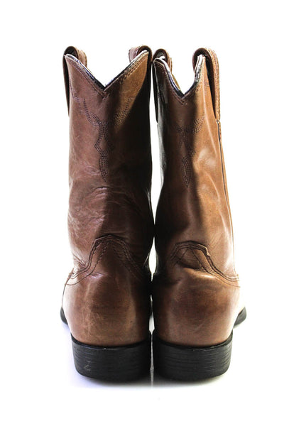 Ariat Womens Leather Mid Calf Embroidered Western Boots Brown Size 7.5