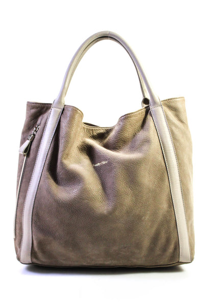 See by Chloe Women's Snap Closure Top Handle Leather Tote Handbag Beige Size L