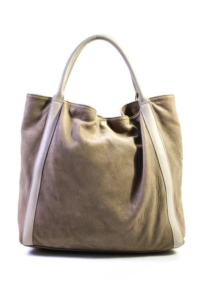 See by Chloe Women's Snap Closure Top Handle Leather Tote Handbag Beige Size L