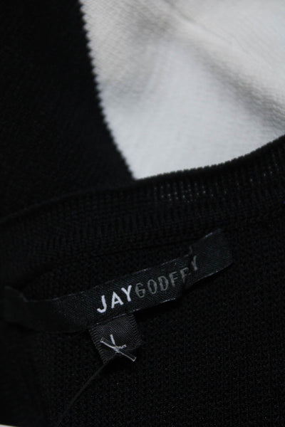 Jay Godfrey Womens Colorblock Square Neck Short Sleeve Zipped Dress Black Size L