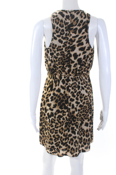 Amanda Uprichard Womens Animal Print Slit Sleeveless Mini Dress Brown Size S