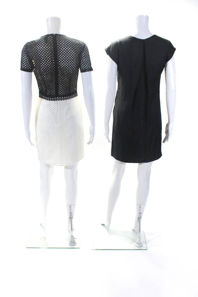 Aqua Tony Cohen Womens Knit Short Sleeve Textured Dresses White Size XS M Lot 2