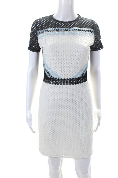 Aqua Tony Cohen Womens Knit Short Sleeve Textured Dresses White Size XS M Lot 2