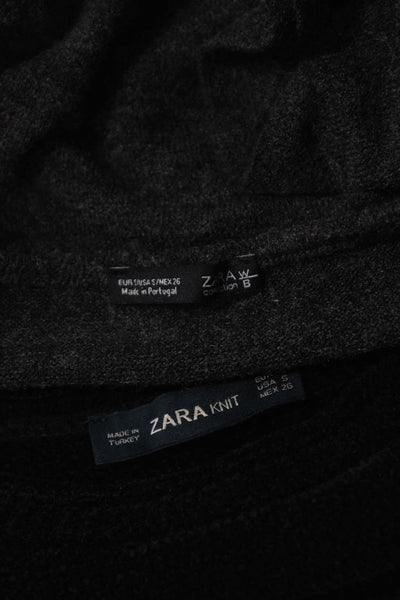 Zara Women's Round Long Sleeve Pullover Sweater Black Size S Lot 2