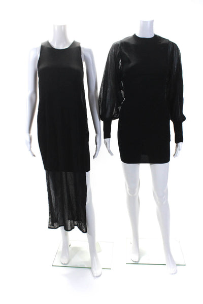 Zara Women's Crewneck Sheer Long Sleeves Mini Sweater Dress Black Size S Lot 2