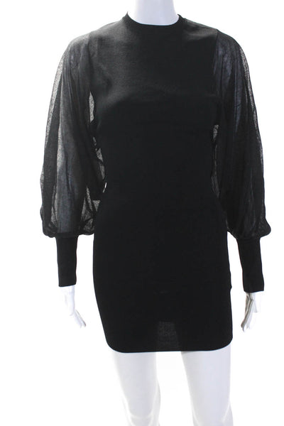 Zara Women's Crewneck Sheer Long Sleeves Mini Sweater Dress Black Size S Lot 2