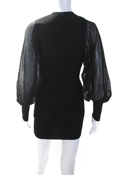 Zara Women's Crewneck Sheer Long Sleeves Mini Sweater Dress Black Size S Lot 2