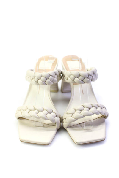 Dolce Vita Womens Leather Braided Double Strap High Heel Sandals White Size 8W