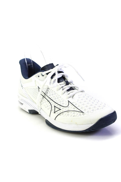 Mizuno Mens Spotted Print Textured Lace-Up Tied Running Sneakers White Size 7.5