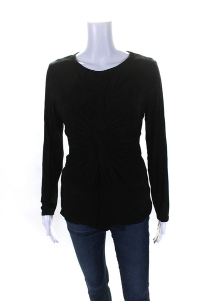 Trina Turk Women's Round Neck Long Sleeves Cinch Waist Blouse Black Size M