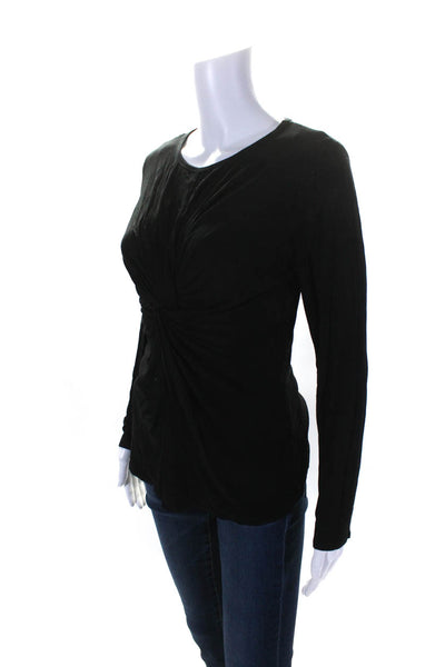 Trina Turk Women's Round Neck Long Sleeves Cinch Waist Blouse Black Size M