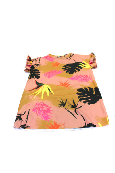 Zara Womens Colorblock Floral Print Ruffled Midi Shift Dresses Pink Size S Lot 3