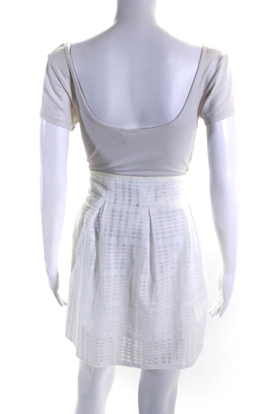 Vince Women's Round Neck Long Sleeves Two Piece Skirt Set White Size S