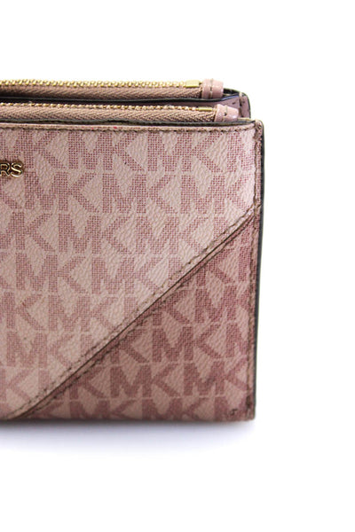 Michael Kors Womens Two Tone Pink Leather Printed Bi-Fold Wristlet Wallet