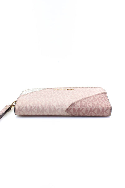 Michael Kors Womens Two Tone Pink Leather Printed Bi-Fold Wristlet Wallet