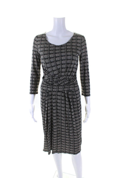 Weekend Max Mara Womens Silk Blend Abstract Print Long Sleeve Dress Black Size S